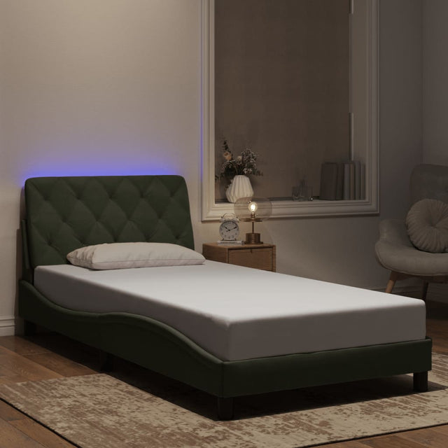 Vidaxl bedframe met led zonder matras fluweel lichtgrijs 100x200 cm