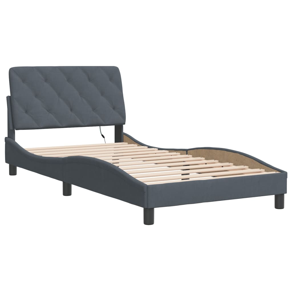 Vidaxl bedframe met led zonder matras fluweel donkergrijs 100x200 cm