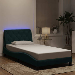 Vidaxl bedframe met led zonder matras fluweel donkergroen 100x200 cm