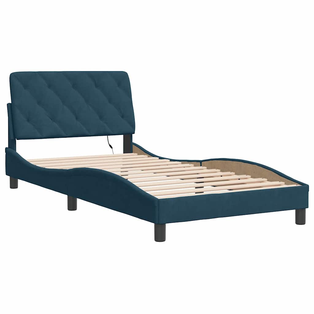 Vidaxl bedframe met led zonder matras fluweel blauw 100x200 cm