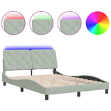Vidaxl bedframe met led zonder matras fluweel lichtgrijs 140x190 cm