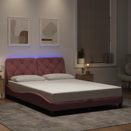 Vidaxl bedframe met led zonder matras fluweel roze 140x190 cm
