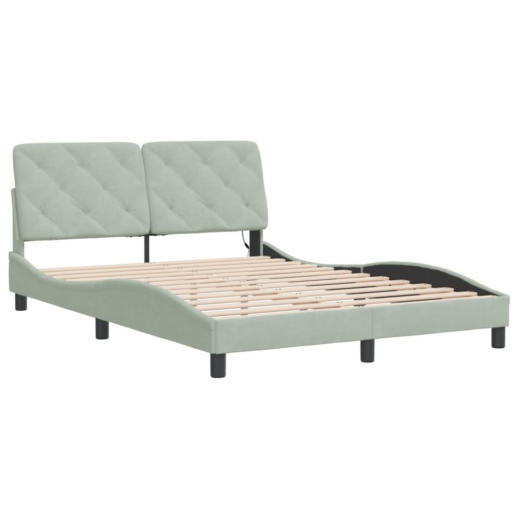 Vidaxl bedframe met led zonder matras fluweel lichtgrijs 140x200 cm