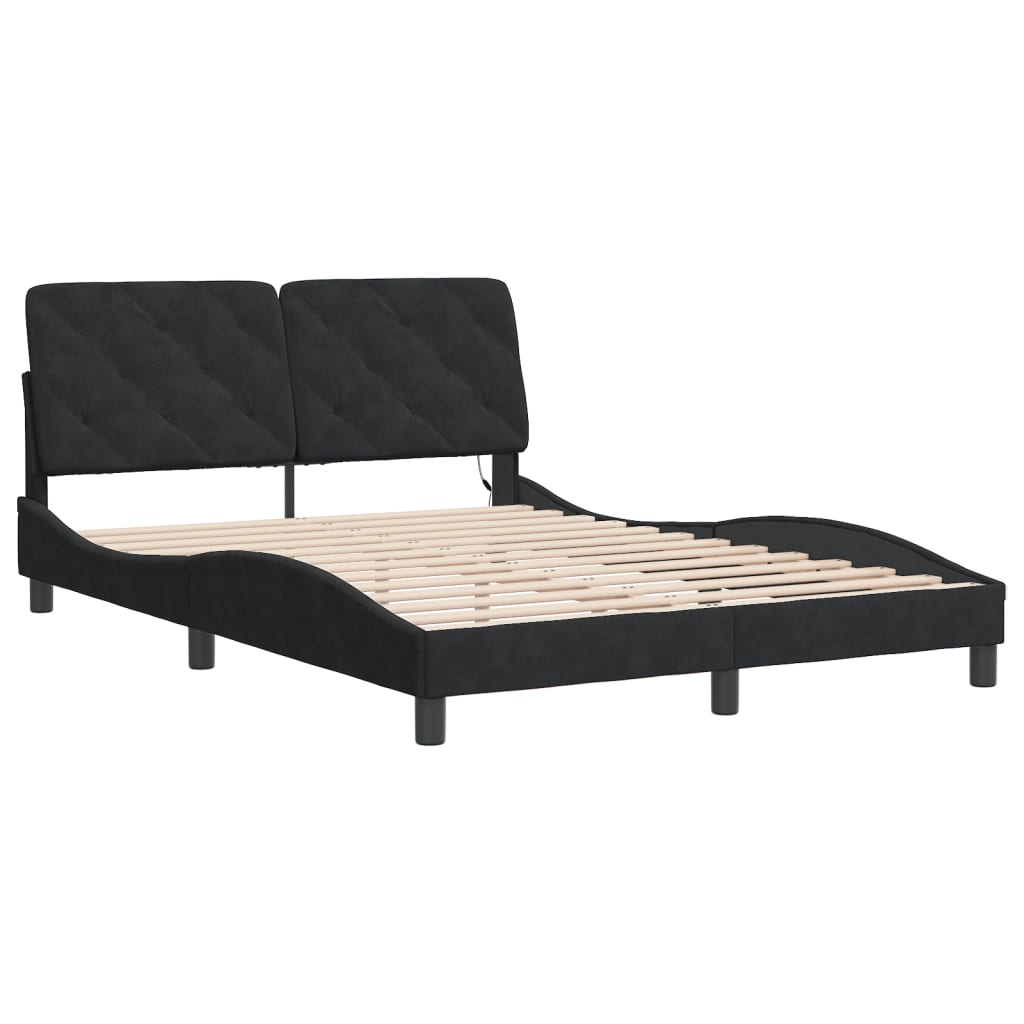 Vidaxl bedframe met led zonder matras fluweel zwart 140x200 cm
