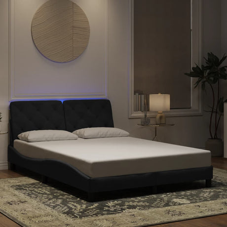 Vidaxl bedframe met led zonder matras fluweel zwart 140x200 cm