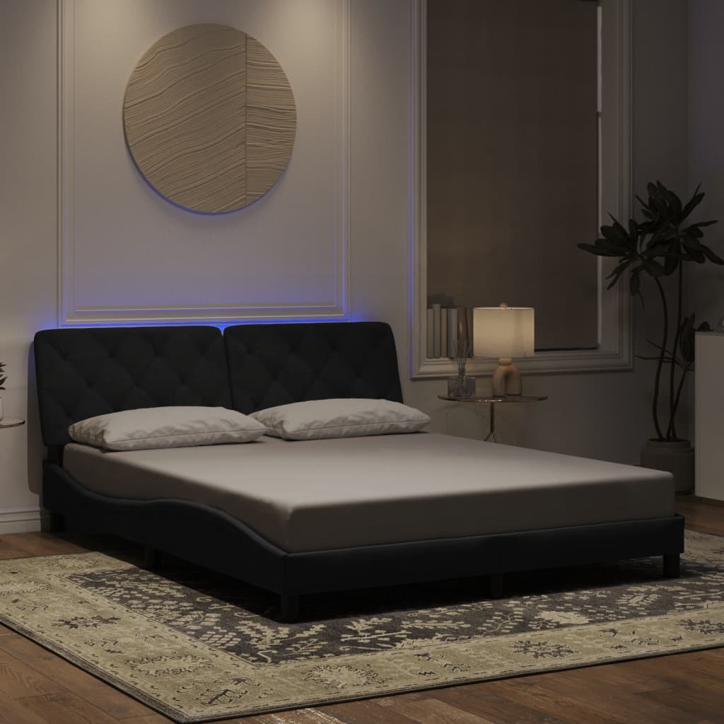 Vidaxl bedframe met led zonder matras fluweel zwart 160x200 cm