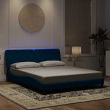 Vidaxl bedframe met led zonder matras fluweel blauw 160x200 cm