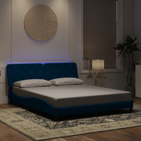 Vidaxl bedframe met led zonder matras fluweel blauw 160x200 cm