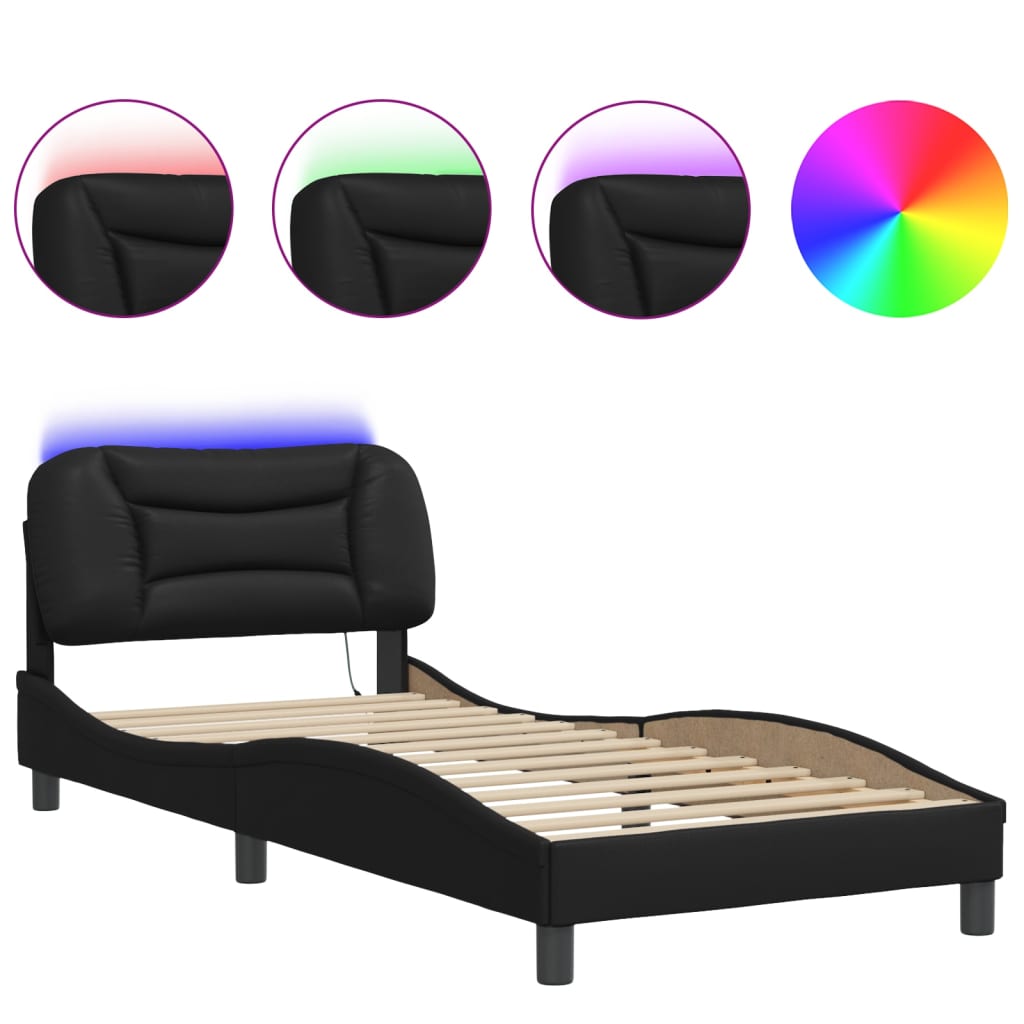 Vidaxl bedframe met led zonder matras hvar zwart 90x190 cm
