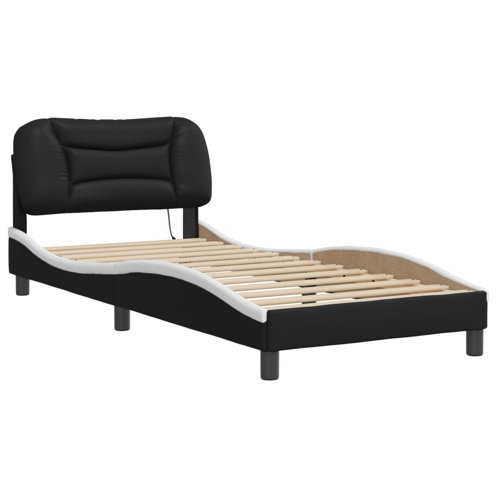 Vidaxl bedframe met led zonder matras hvar zwart en wit 90x190 cm