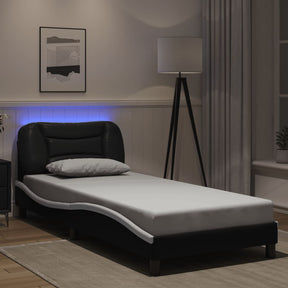 Vidaxl bedframe met led zonder matras hvar zwart en wit 90x190 cm