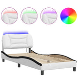 Vidaxl bedframe met led zonder matras hvar wit en zwart 90x190 cm
