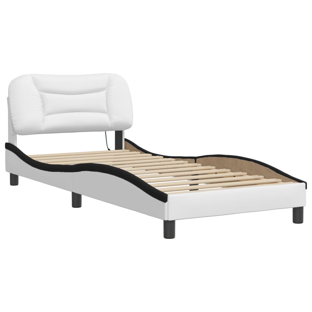 Vidaxl bedframe met led zonder matras hvar wit en zwart 90x190 cm