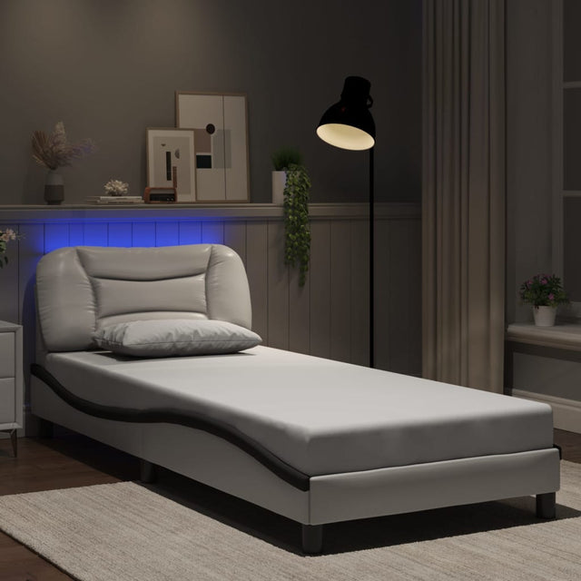 Vidaxl bedframe met led zonder matras hvar wit en zwart 90x190 cm