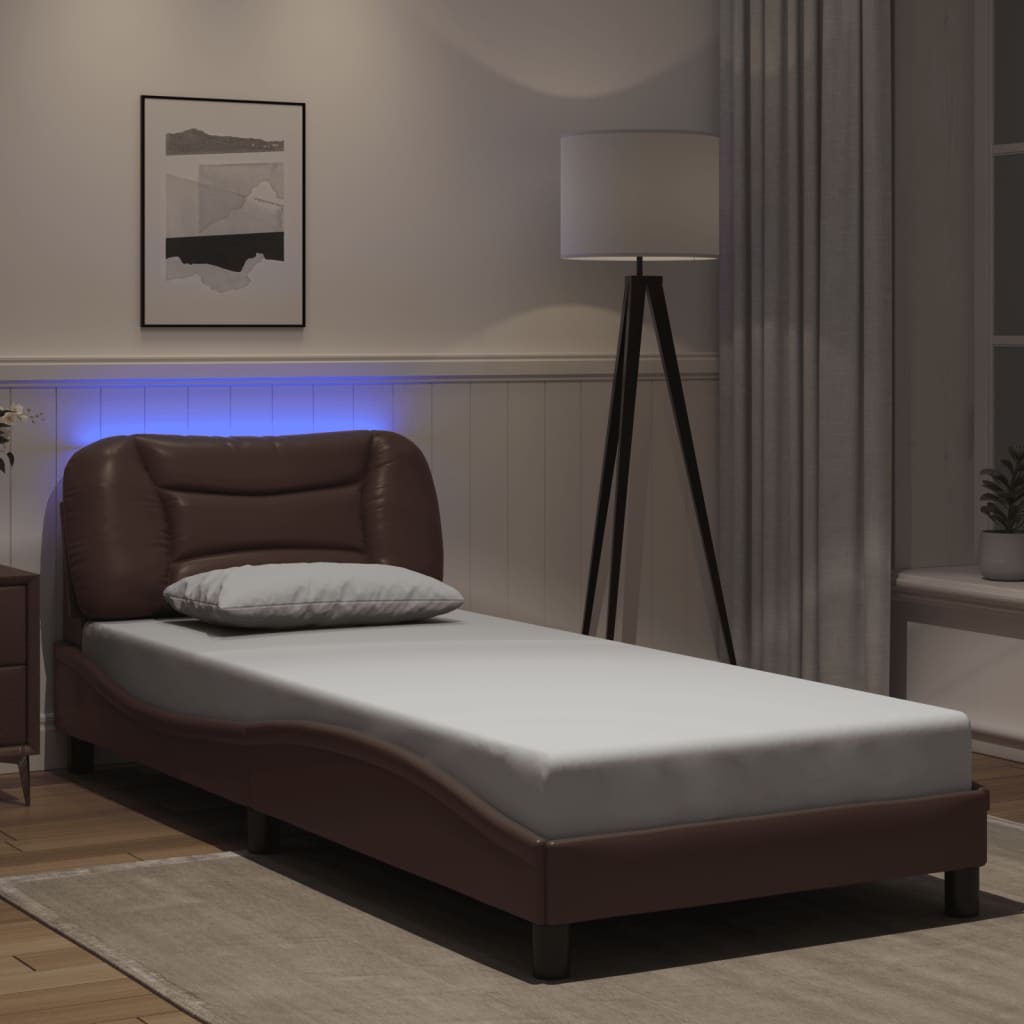 Vidaxl bedframe met led zonder matras hvar bruin 90x200 cm