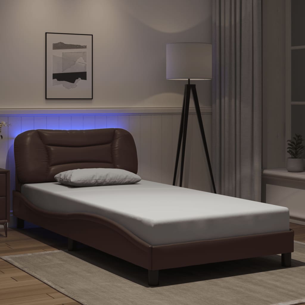 Vidaxl bedframe met led zonder matras hvar bruin 100x200 cm
