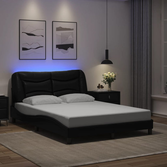 Vidaxl bedframe met led zonder matras hvar zwart 140x190 cm