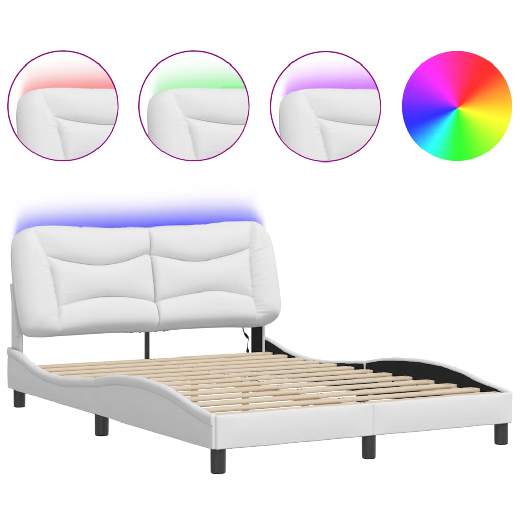 Vidaxl bedframe met led zonder matras hvar wit 140x190 cm