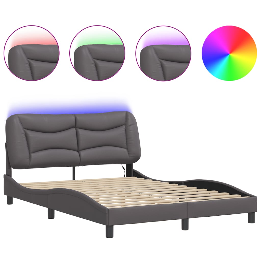 Vidaxl bedframe met led zonder matras hvar grijs 140x200 cm