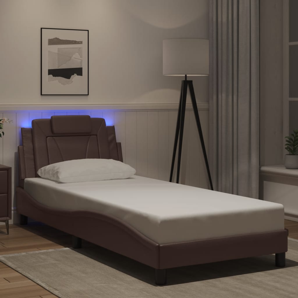 Vidaxl bedframe viana met led zonder matras bruin 80x200 cm