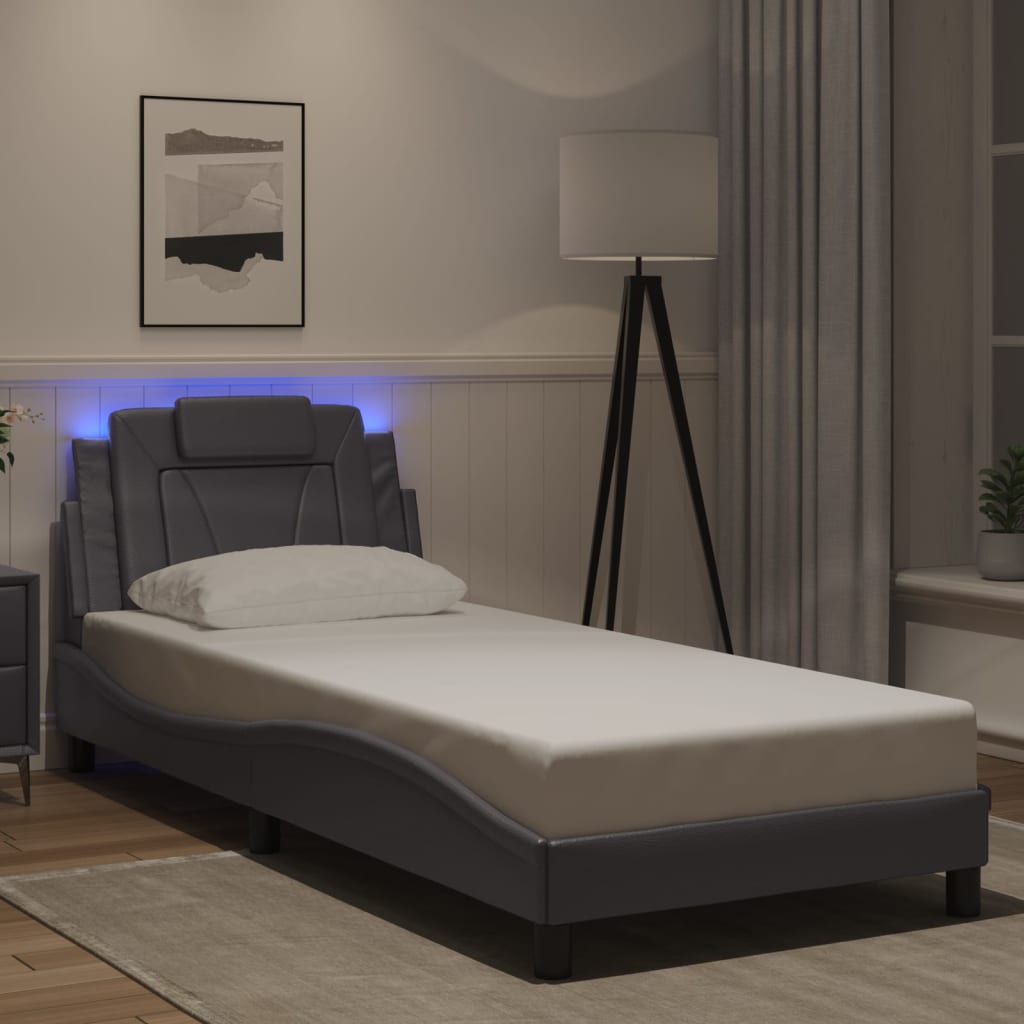 Vidaxl bedframe viana met led zonder matras grijs 80x200 cm