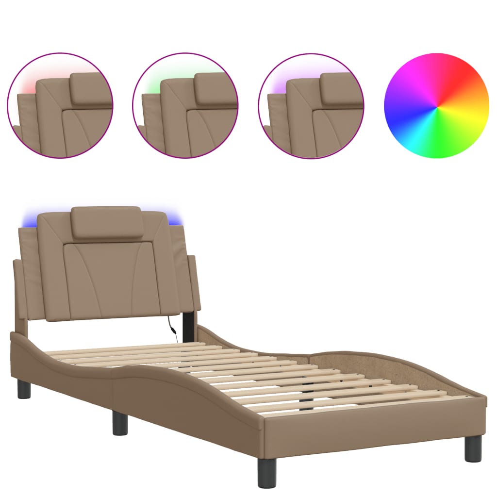 Vidaxl bedframe viana met led zonder matras cappuccino 80x200 cm