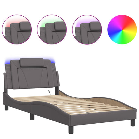Vidaxl bedframe viana met led zonder matras grijs 100x200 cm