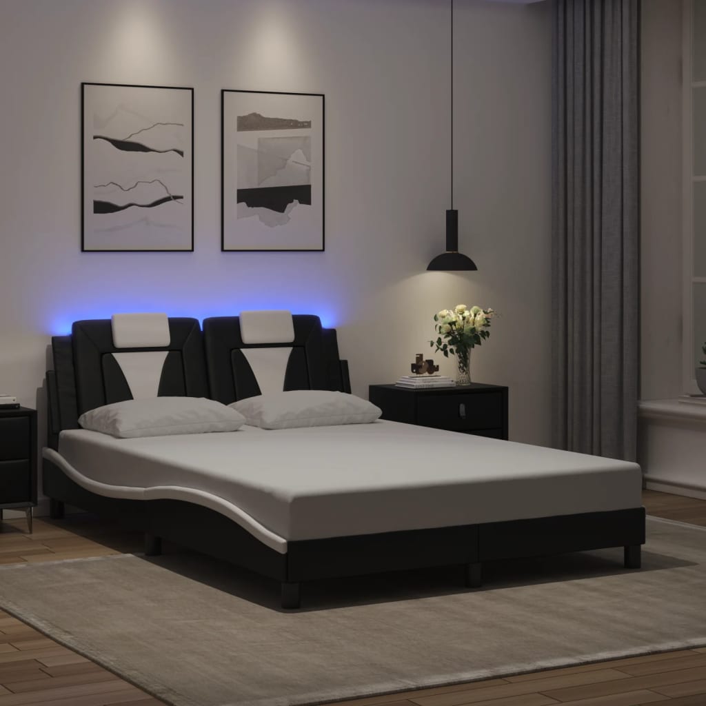 Vidaxl bedframe viana met led zonder matras zwart en wit 120x200 cm