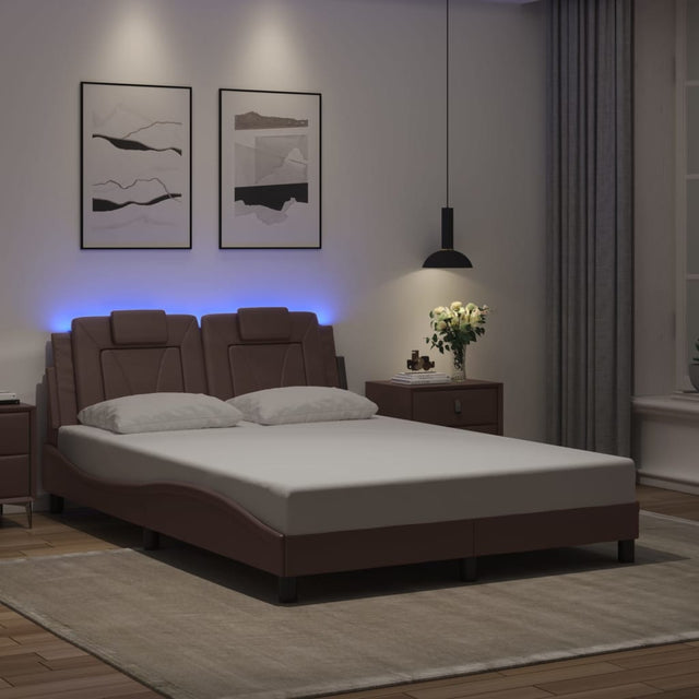 Vidaxl bedframe viana met led zonder matras bruin 140x190 cm