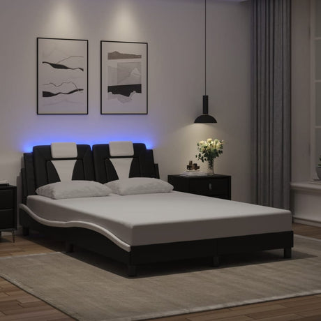 Vidaxl bedframe viana met led zonder matras zwart en wit 140x200 cm