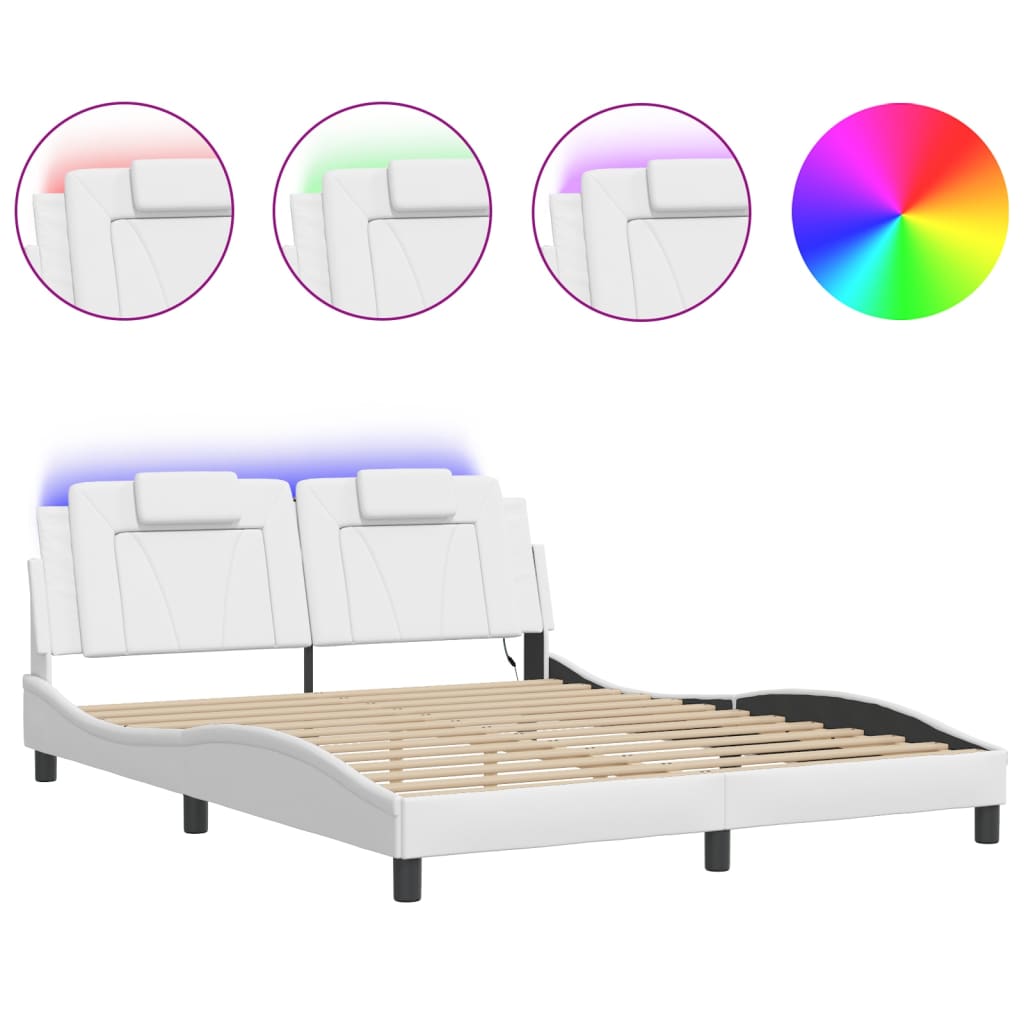 Vidaxl bedframe viana met led zonder matras wit 160x200 cm