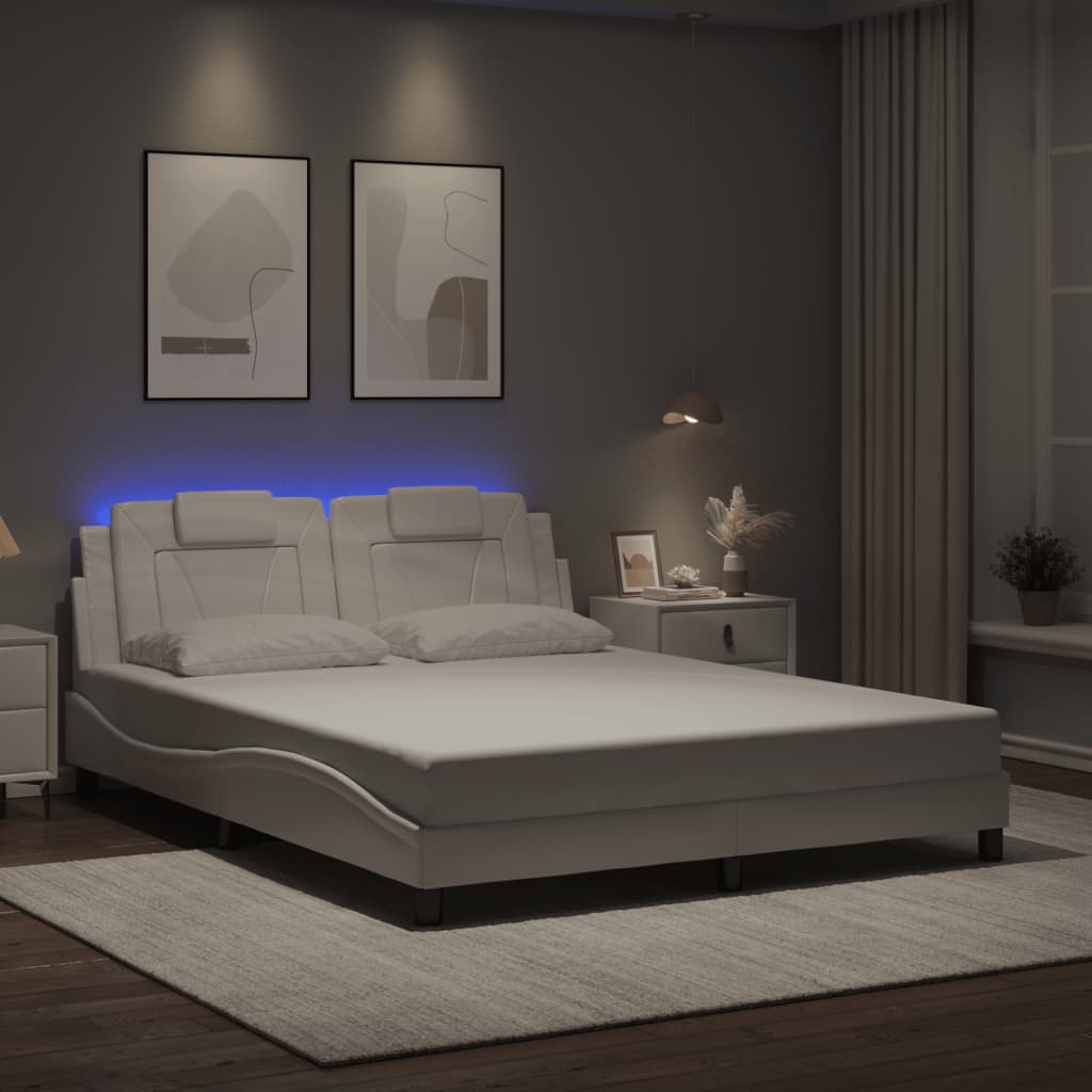Vidaxl bedframe viana met led zonder matras wit 160x200 cm