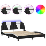 Vidaxl bedframe viana met led zonder matras zwart en wit 160x200 cm