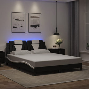 Vidaxl bedframe viana met led zonder matras zwart en wit 160x200 cm