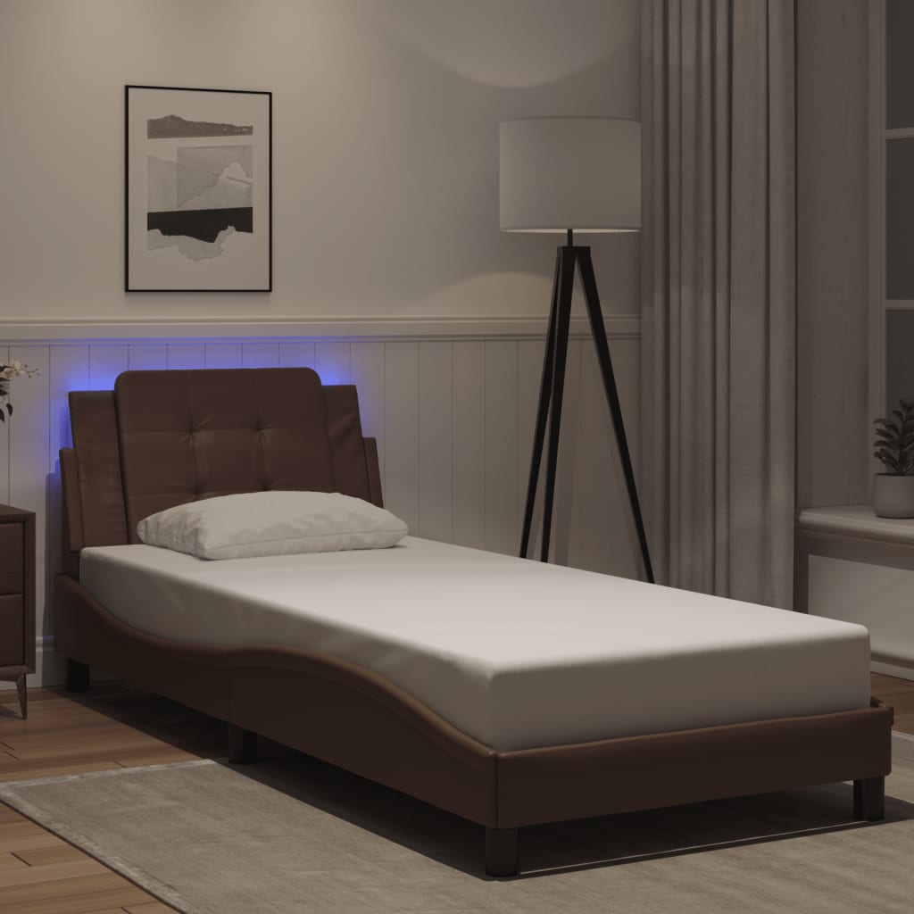 Vidaxl bedframe met led zonder matras zadar bruin 80x200 cm