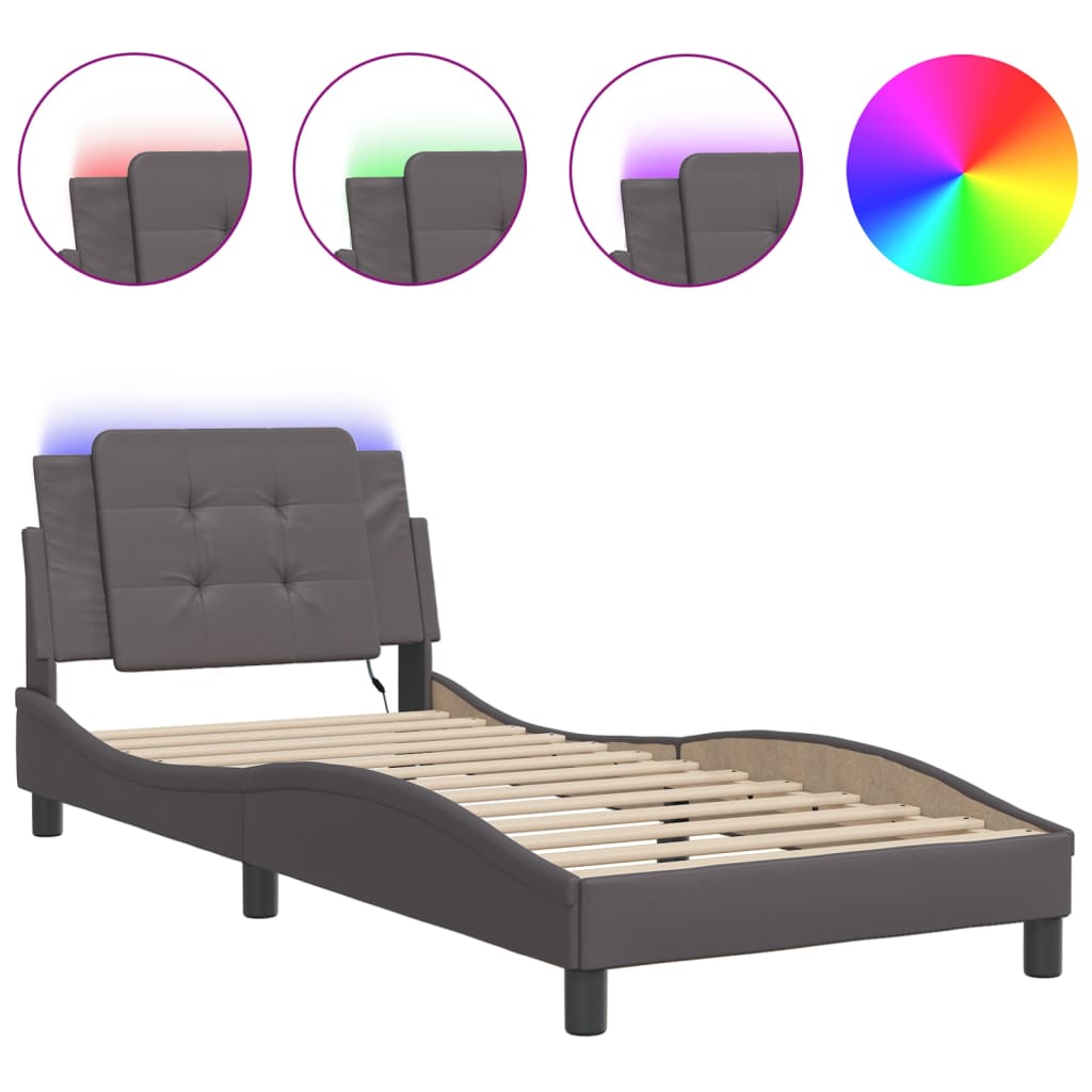 Vidaxl bedframe met led zonder matras zadar grijs 80x200 cm