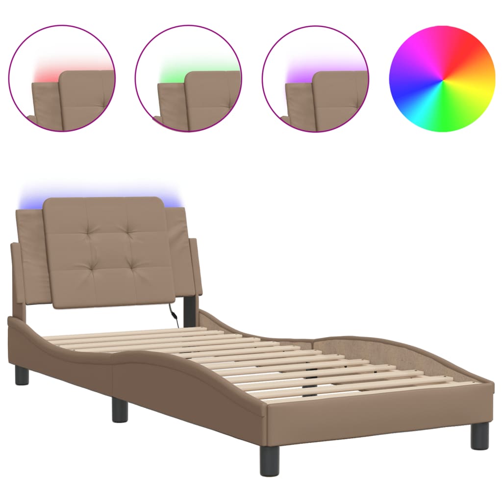 Vidaxl bedframe met led zonder matras zadar cappuccino 80x200 cm