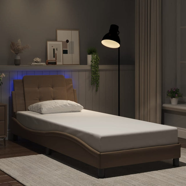 Vidaxl bedframe met led zonder matras zadar cappuccino 80x200 cm