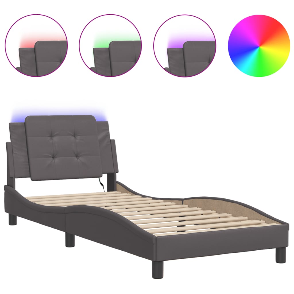 Vidaxl bedframe met led zonder matras zadar grijs 90x190 cm