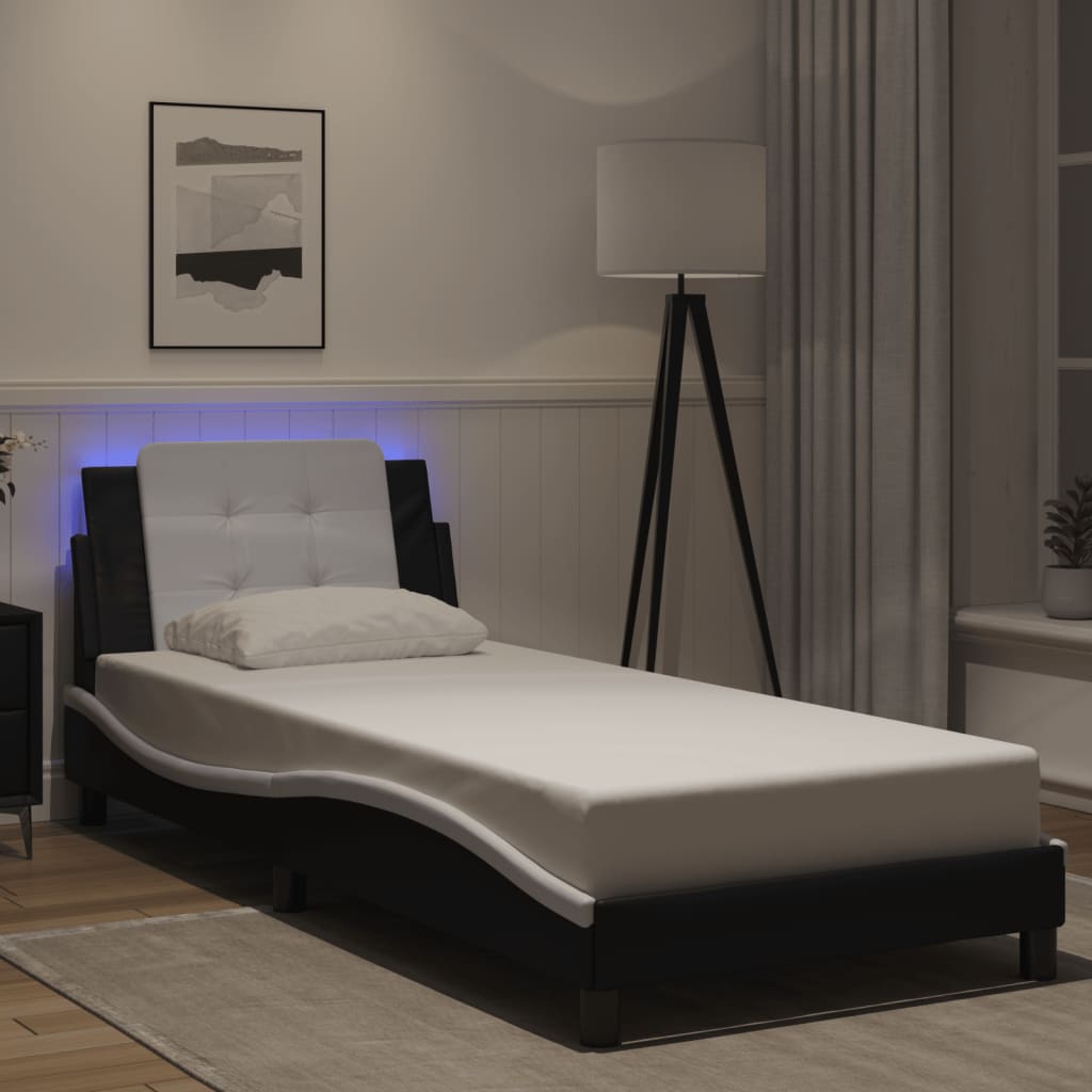 Vidaxl bedframe met led zonder matras zadar zwart en wit 90x190 cm