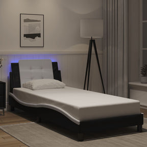 Vidaxl bedframe met led zonder matras zadar zwart en wit 90x190 cm