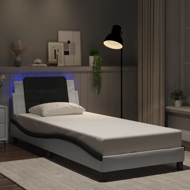 Vidaxl bedframe met led zonder matras zadar wit en zwart 90x190 cm