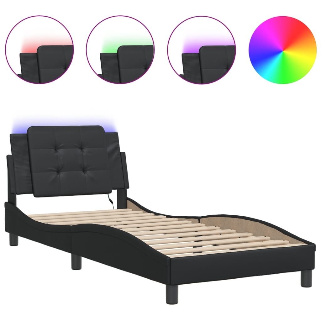 Vidaxl bedframe met led zonder matras zadar zwart 90x200 cm
