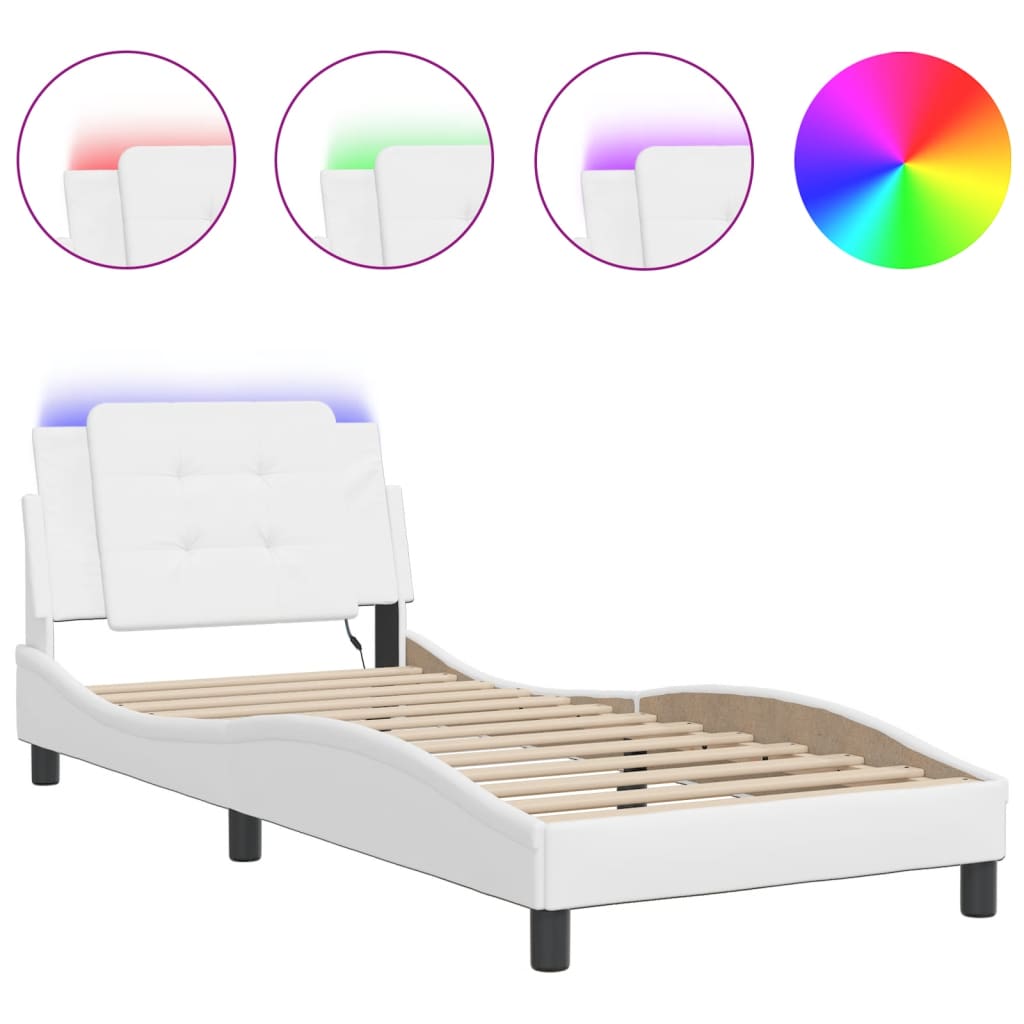 Vidaxl bedframe met led zonder matras zadar wit 90x200 cm