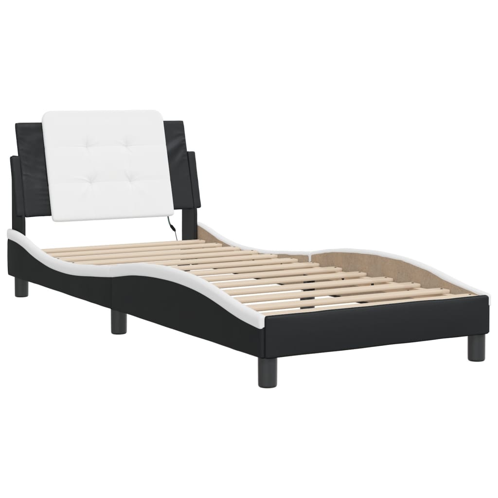 Vidaxl bedframe met led zonder matras zadar zwart en wit 90x200 cm