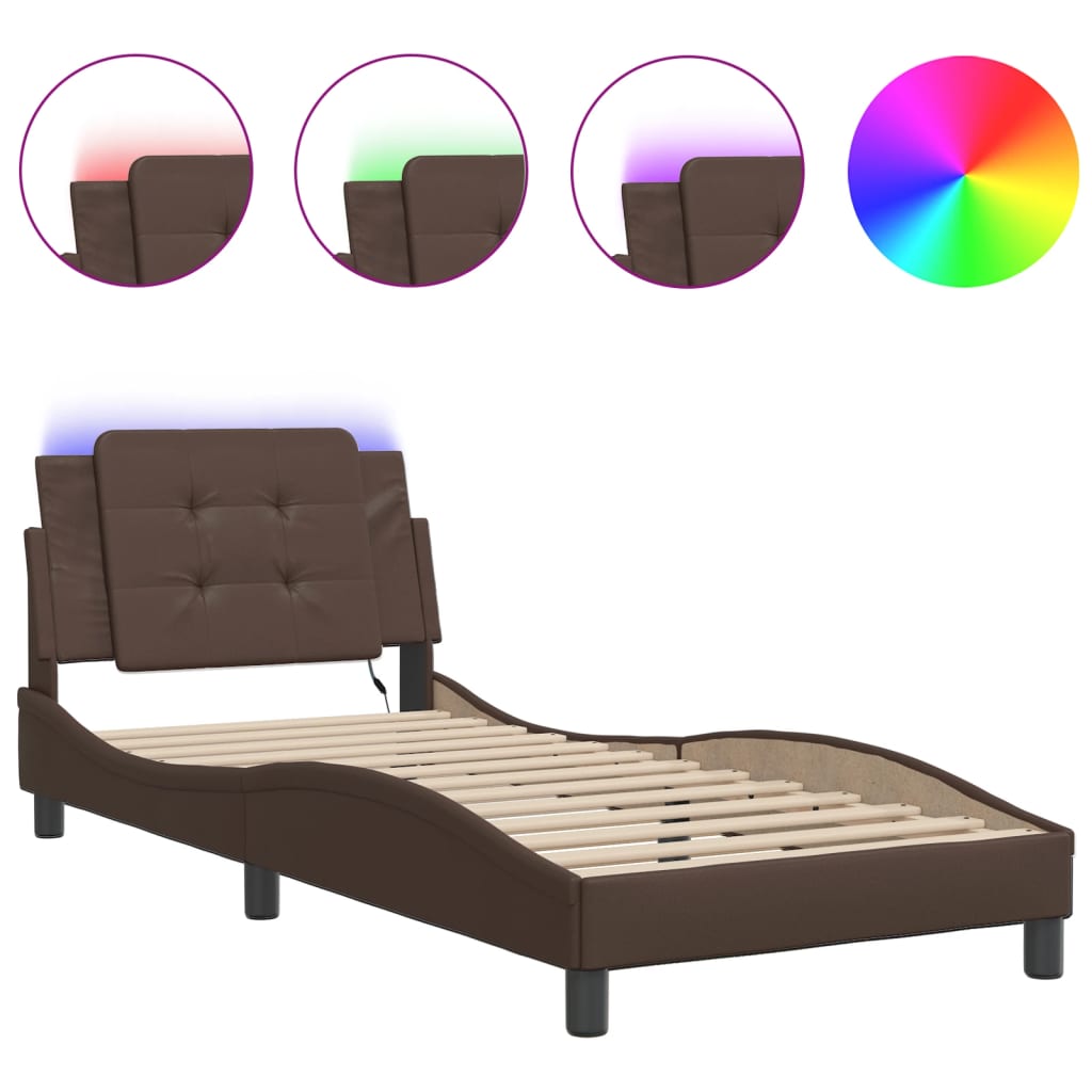 Vidaxl bedframe met led zonder matras zadar bruin 100x200 cm