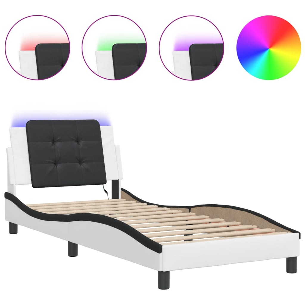Vidaxl bedframe met led zonder matras zadar wit en zwart 100x200 cm