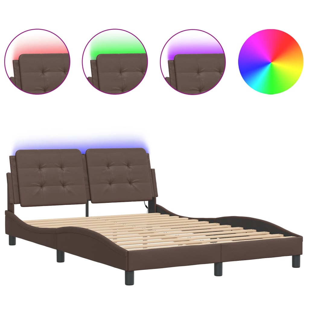 Vidaxl bedframe met led zonder matras zadar bruin 120x200 cm