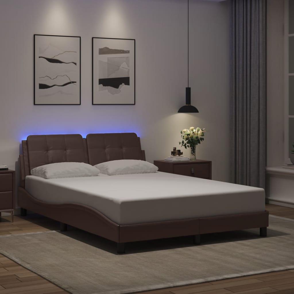 Vidaxl bedframe met led zonder matras zadar bruin 120x200 cm