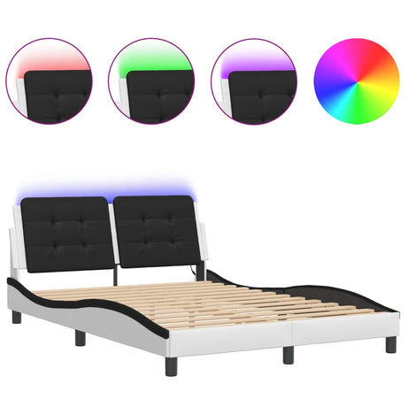 Vidaxl bedframe met led zonder matras zadar wit en zwart 120x200 cm